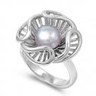 silver Ring W/ Pearl Natural Genuine Fresh Water Pearl .925 Solid Sterling Silve