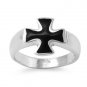 Silver Ring W/ Stone - Cross Natural BLACK ONYX .925 Solid Sterling Silver Ring