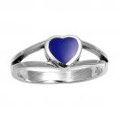 silver Ring W/ Stone - Heart Natural Blue Stone .925 Solid Sterling Silver Ring