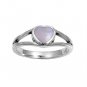 silver Ring W/ Stone - Heart Natural MOTHER OF PEARL .925 Solid Sterling Silver