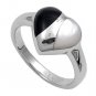 silver Ring W/ Stone - Heart Natural Mother of Pearl / Black Onyx .925 Solid Ste