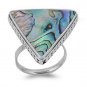 silver Ring W/ Stone - Triangle Natural Abalone .925 Solid Sterling Silver Ring
