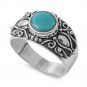 silver Ring W/ Stone - Turquoise Natural TURQUOISE .925 Solid Sterling Silver Ri