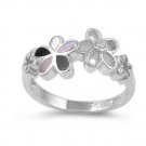 Silver Ring W/ Stone - Plumeria Natural BLACK ONYX .925 Solid Sterling Silver Ri