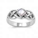 Silver Ring W/ Stone Natural MOTHER OF PEARL .925 Solid Sterling Silver Ring