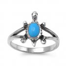 Silver Ring W/ Stone - Turtle Natural TURQUOISE .925 Solid Sterling Silver Ring