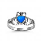 Silver Ring W/ Stone - Claddagh Natural TURQUOISE .925 Solid Sterling Silver Rin