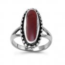 Silver Ring W/ Stone Natural CARNELIAN .925 Solid Sterling Silver Ring