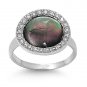 Silver Ring W/ Stone Natural Abalone .925 Solid Sterling Silver Ring