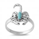 Genuine Turquoise Stone Scorpion Ring 925 Solid Sterling Silver Band Natural TUR