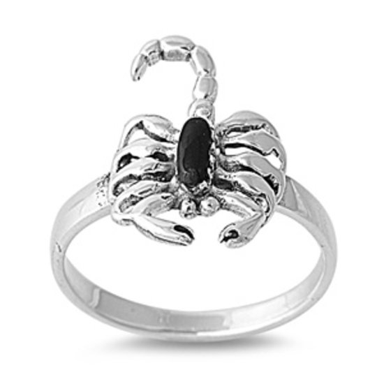 Black Onyx StoneScorpion Ring 925 Solid Sterling Silver Band Natural BLACK ONYX