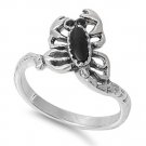 Black Onyx Stone Scorpion Ring 925 Solid Sterling Silver Band Natural BLACK ONYX