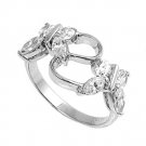 Silver Butterfly Brilliant and Marquise Cubic Zirconia Fashion Ring Solid Sterli