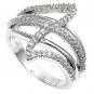 Silver Art Deco Double Shank Cubic Zirconia Fashion Ring Solid Sterling CLEAR