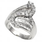 Silver Designer Inspired Cubic Zirconia Fashion Ring Solid Sterling CLEAR
