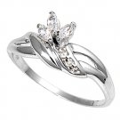 Silver Twisted Style Shank Marquise Cut Cubic Zirconia Fashion Ring Solid Sterli