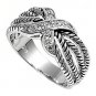 Silver Four Rope with a Stitch Cubic Zirconia Fashion Ring Solid Sterling CLEAR