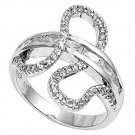 Silver Art Deco Baguettes Cubic Zirconia Fashion Ring Solid Sterling CLEAR