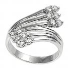 Silver Art Deco Brilliant Tipped Cubic Zirconia Fashion Ring Solid Sterling CLEA