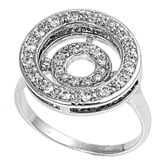 Silver Designer Inspired Pave Cubic Zirconia Fashion Ring Solid Sterling CLEAR