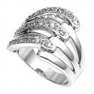 Silver Clasped Pave Cubic Zirconia Tapered Fashion Ring Solid Sterling CLEAR