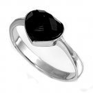 Silver Heart Shaped Solitaire Black Cubic Zirconia Fashion Ring Solid Sterling B