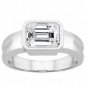 Silver Emerald Cut Solitaire Black Cubic Zirconia Fashion Ring Solid Sterling BL