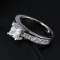 Silver Emerald Cut Solitaire Black Cubic Zirconia Fashion Ring Solid Sterling BL