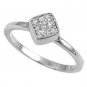 Silver Cube Shaped Pave Cubic Zirconia Fashion Ring Solid Sterling CLEAR