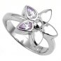 Silver Star Shape Pear Cut Lavender Cubic Zirconia Fashion Ring Solid Sterling L