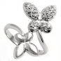 Silver Opposite Butterflies Pave Cubic Zirconia Fashion Ring Solid Sterling CLEA