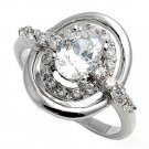 Silver Designer Inspired Oval Cut Cubic Zirconia Fashion Ring Solid Sterling CLE