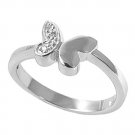 Silver One Winged Pave Cubic Zirconia Fashion Ring Solid Sterling CLEAR