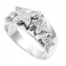 Silver Butterfly Design Cubic Zirconia Fashion Band Ring Solid Sterling CLEAR