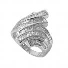Silver Art Deco Channel Set Cubic Zirconia Fashion Ring Solid Sterling CLEAR