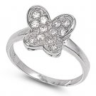 Silver Butterfly Design Pave Brilliant Cut Cubic Zirconia Fashion Ring Solid Ste