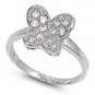 Silver Butterfly Design Pave Brilliant Cut Cubic Zirconia Fashion Ring Solid Ste