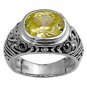Antique 4CT Bezel Set Oval Cut Peridot CZ Marcasite Ring Sterling Silver PERIDOT