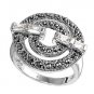 Antique Designer Inspired Baguettes CZ Marcasite Ring Sterling Silver CLEAR