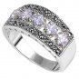 Antique Princess Cut Lavender CZ Tapered Band Marcasite Ring Sterling Silver LAV