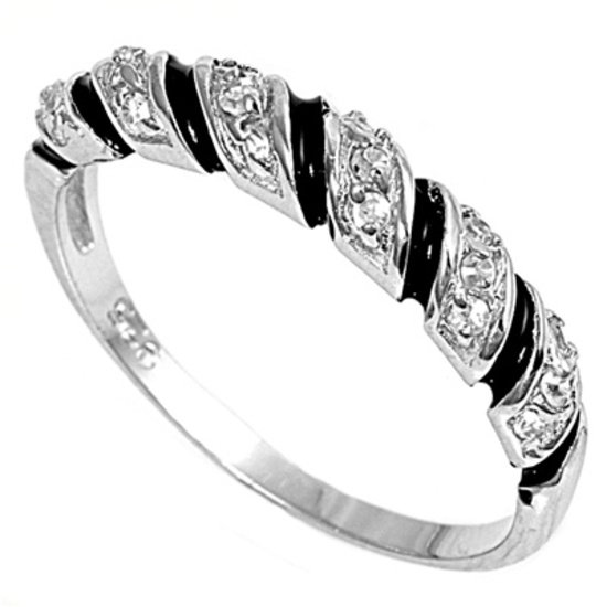 Silver Twisted Band Brilliant Cut Cubic Zirconia Fashion Ring Solid Sterling CLE