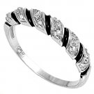 Silver Twisted Band Brilliant Cut Cubic Zirconia Fashion Ring Solid Sterling CLE