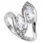 Silver Designer Inspired Marquise Cut Cubic Zirconia Fashion Ring Solid Sterling