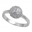 Silver Pave Ball Cubic Zirconia Fashion Ring  Solid Sterling CLEAR