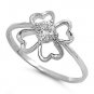 Silver 1CT Flower Design Brilliant Cut CZ Fashion Ring Solid Sterling CLEAR