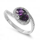 Silver 1.5CT Pear Cut Amethyst CZ Fashion Ring Solid Sterling AMETHYST