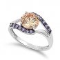 Silver 2CT Two Colored Brilliant Cut Champagne CZ Fashion Ring Solid Sterling C