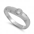 4MM DESIGNER STYLE ETOILE SATIN FINISH CZ BAND .925 Sterling Silver Wedding Ring