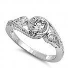 Silver 2CT Brilliant Cut Bezel Set CZ Vintage Solitaire Ring Solid Sterling CLEA