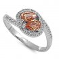 Silver 1.5CT Pear Cut Champagne CZ Fashion Ring Solid Sterling CHAMPAGNE